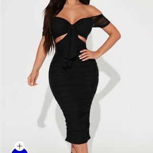Fashion Nova Black Cut-Out Midi Dress
